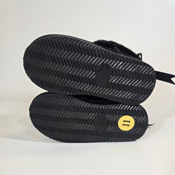 AS Lamo Audrey Short Boots NWT Size 11 Toddler Girl Black Snow Winter Ribbon Bow - Picture 5 of 7